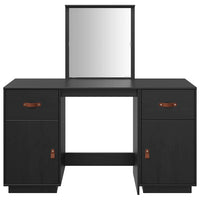 Set Toeletta con Specchio Nero in Legno Massello di Pino 3107838