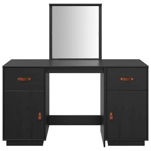 Set Toeletta con Specchio Nero in Legno Massello di Pino 3107838