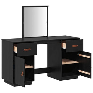 Set Toeletta con Specchio Nero in Legno Massello di Pino 3107838