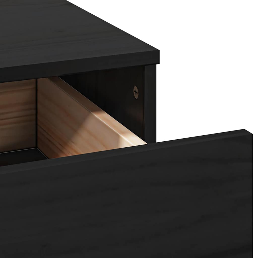 Set Toeletta con Specchio Nero in Legno Massello di Pino 3107838