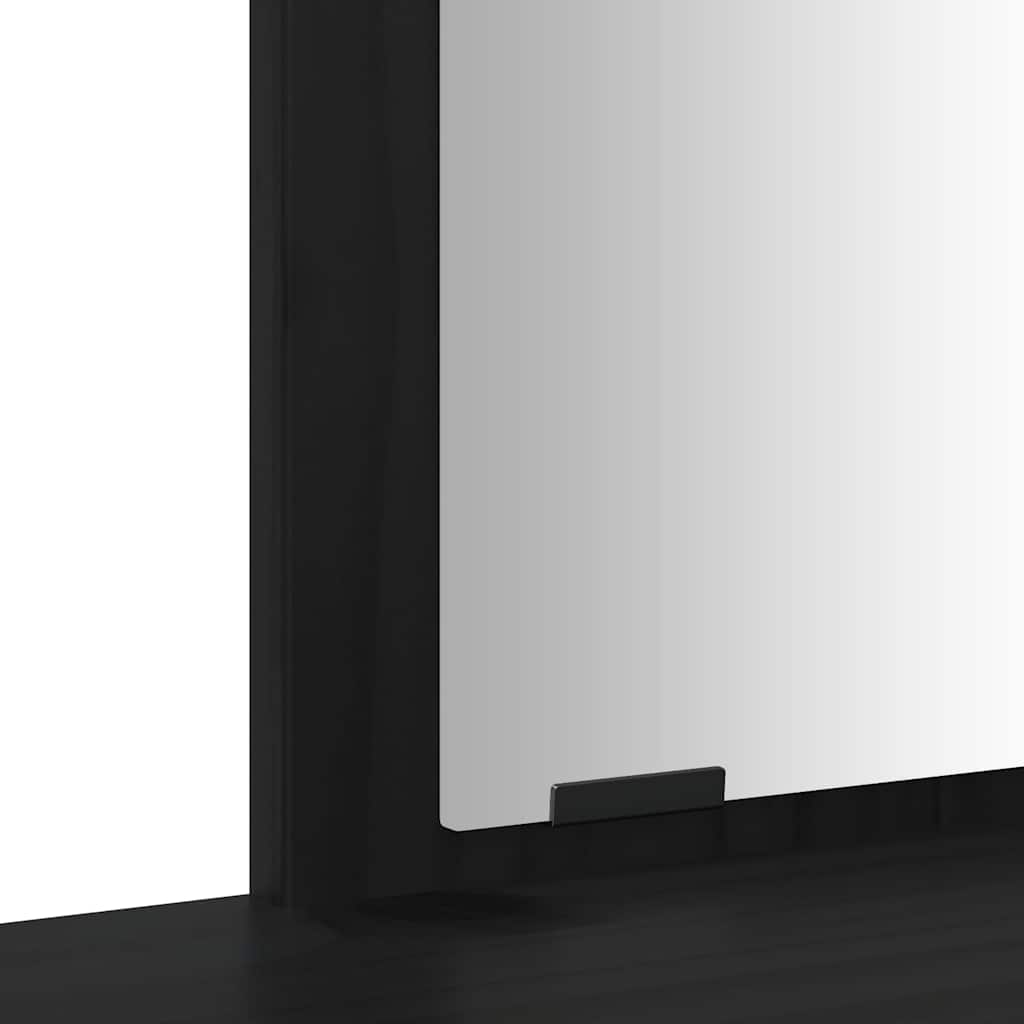 Set Toeletta con Specchio Nero in Legno Massello di Pino 3107838