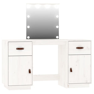Set toeletta con LED 135 x 50 x 135 cm in legno massello di pino bianco 02_0006218
