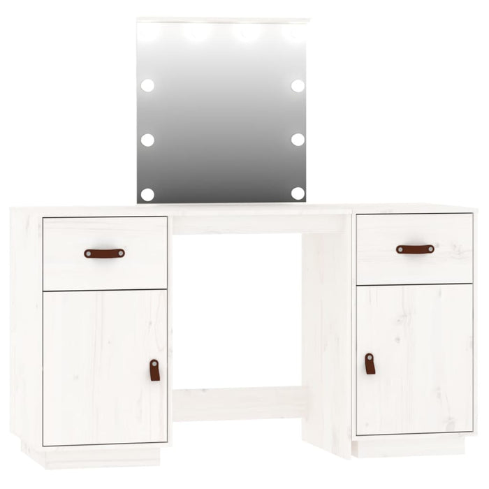 Set toeletta con LED 135 x 50 x 135 cm in legno massello di pino bianco 02_0006218