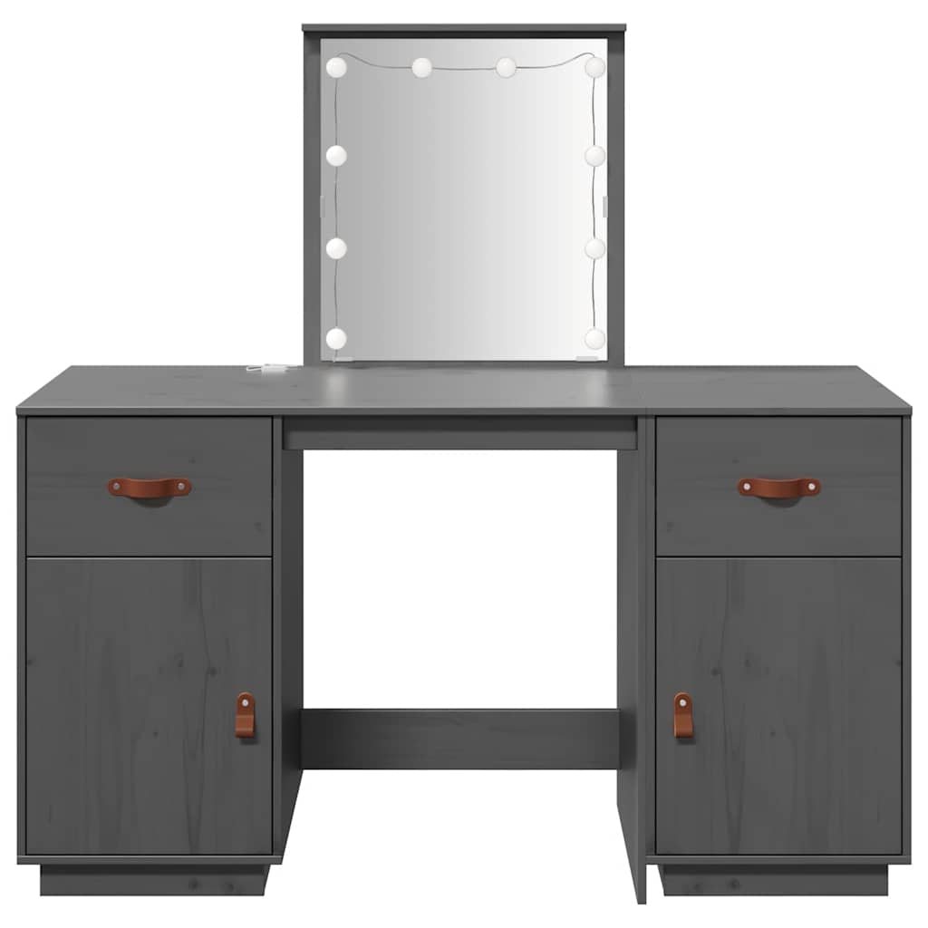 Set Toeletta con LED Grigio in Legno Massello di Pino 3107841