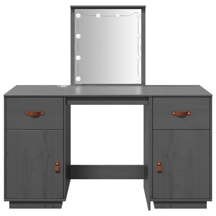 Set Toeletta con LED Grigio in Legno Massello di Pino 3107841