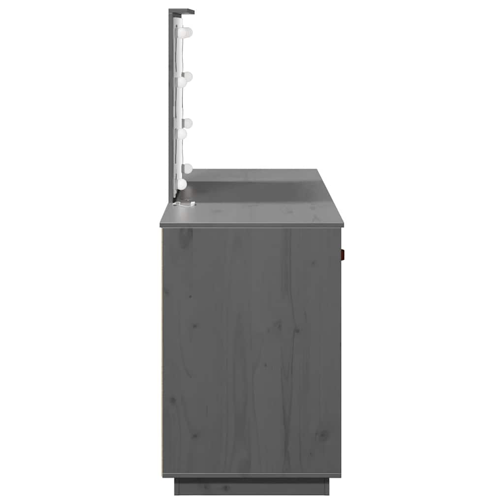 Set Toeletta con LED Grigio in Legno Massello di Pino 3107841