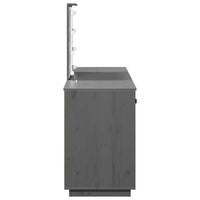 Set Toeletta con LED Grigio in Legno Massello di Pino 3107841