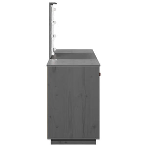 Set Toeletta con LED Grigio in Legno Massello di Pino 3107841