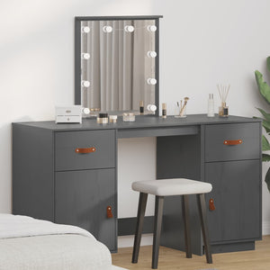 Set Toeletta con LED Grigio in Legno Massello di Pino 3107841