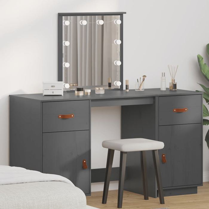 Set Toeletta con LED Grigio in Legno Massello di Pino 3107841