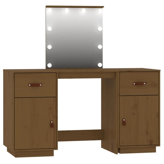 Set Toeletta con LED Marrone ambra in Legno Massello di Pino 3107842