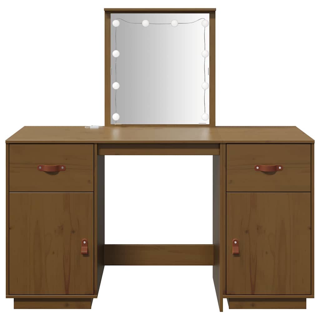 Set Toeletta con LED Marrone Miele in Legno Massello di Pino cod mxl 57097