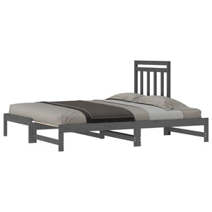 Dormeuse Estraibile Grigia 2x(90x200) cm Legno Massello di Pino 3108349
