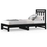 Dormeuse Estraibile Nera 2x(90x200) cm Legno Massello di Pino 3108351