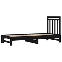 Dormeuse Estraibile Nera 2x(90x200) cm Legno Massello di Pino 3108351