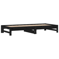 Dormeuse Estraibile Nera 2x(90x200) cm Legno Massello di Pino 3108351