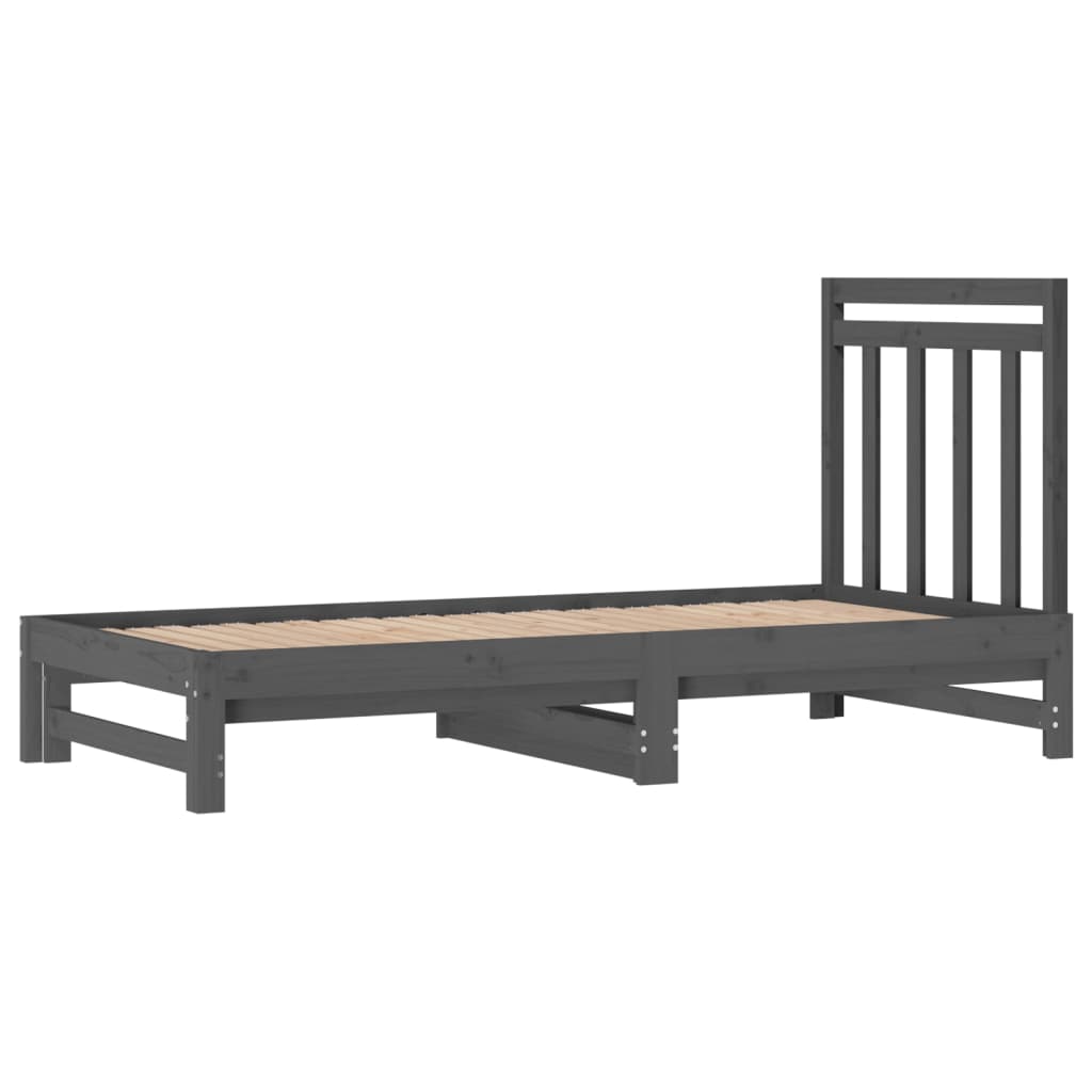 Dormeuse Estraibile Grigia 2x(90x190) cm Legno Massello di Pino 3108359