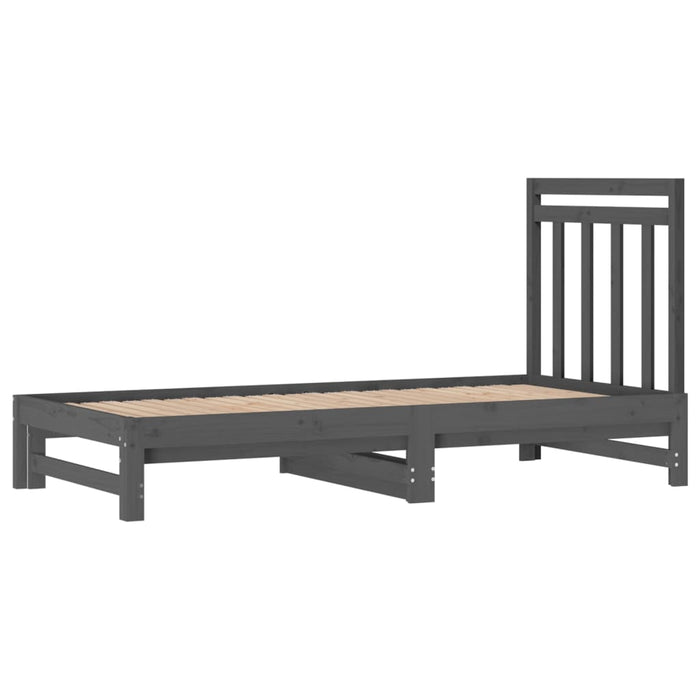 Dormeuse Estraibile Grigia 2x(90x190) cm Legno Massello di Pino 3108359