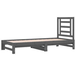 Dormeuse Estraibile Grigia 2x(90x200) cm Legno Massello di Pino 3108604