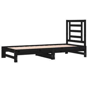 Dormeuse Estraibile Nera 2x(90x200) cm Legno Massello di Pino 3108606