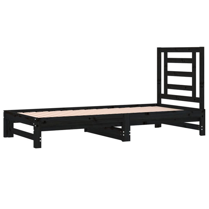 Dormeuse Estraibile Nera 2x(90x200) cm Legno Massello di Pino 3108606