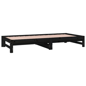 Dormeuse Estraibile Nera 2x(90x200) cm Legno Massello di Pino 3108606
