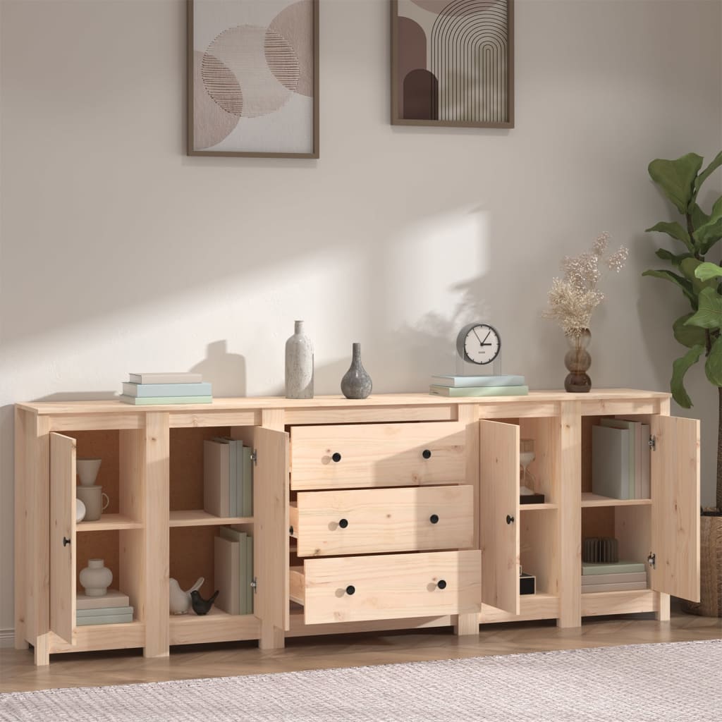 Credenza 230x35x80 cm in Legno Massello di Pinocod mxl 77368