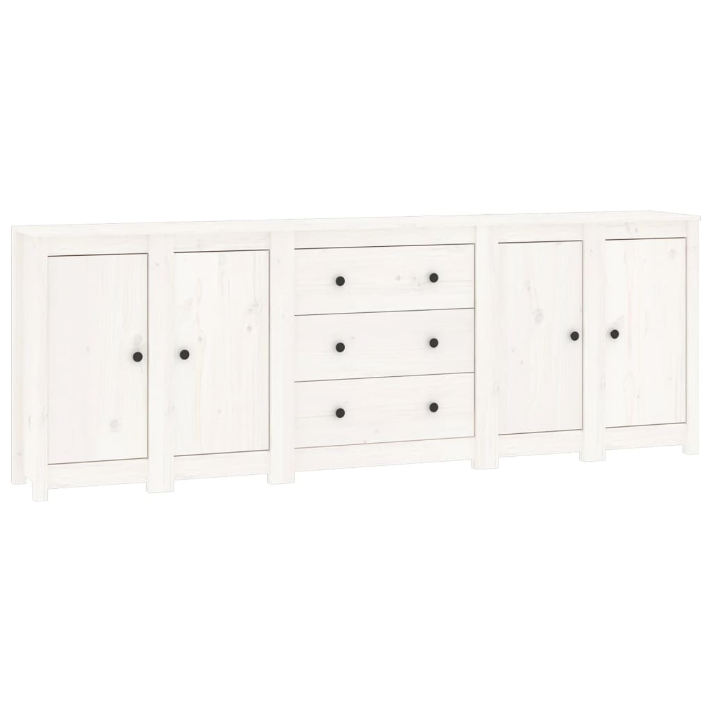 Credenza Bianca 230x35x80 cm in Legno Massello di Pino 3114075