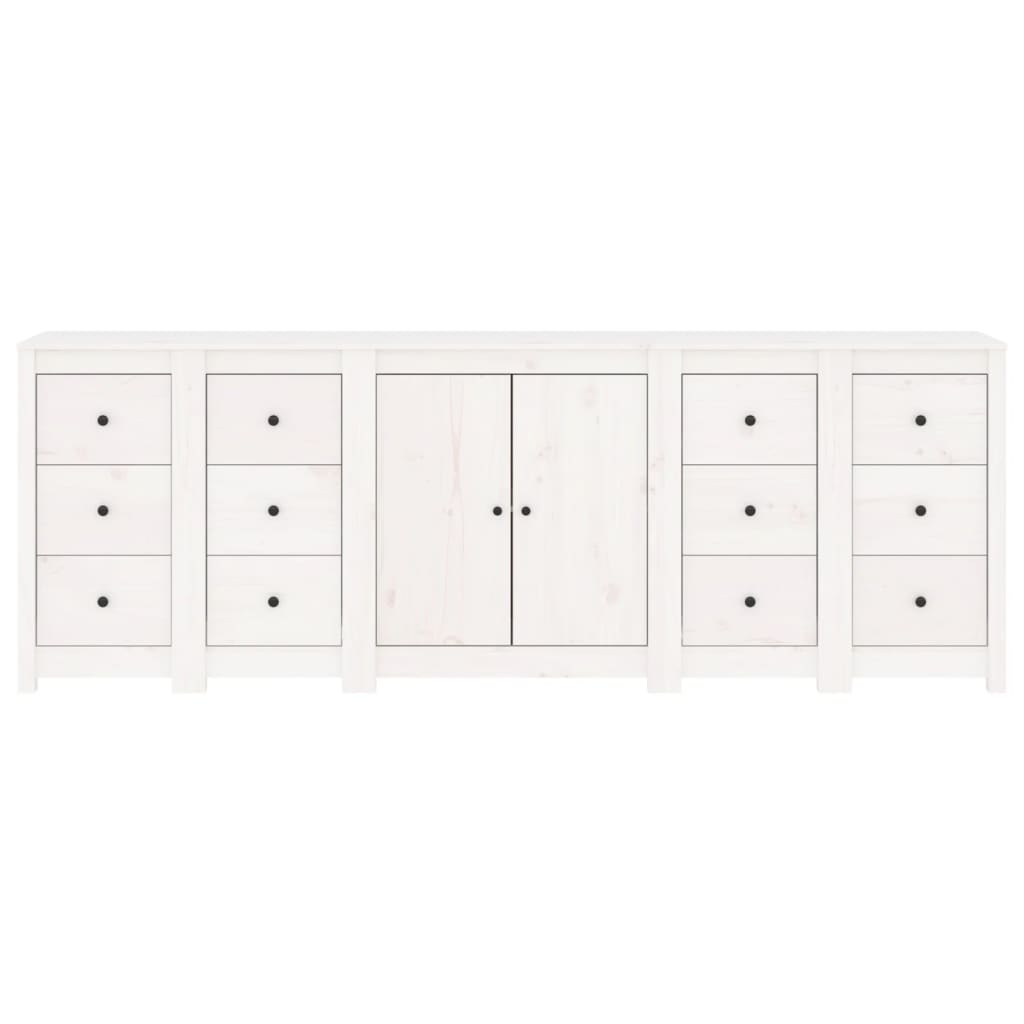 Credenza Bianca 230x35x80 cm in Legno Massello di Pino 3114085