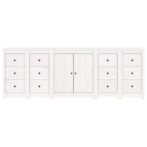 Credenza Bianca 230x35x80 cm in Legno Massello di Pino 3114085