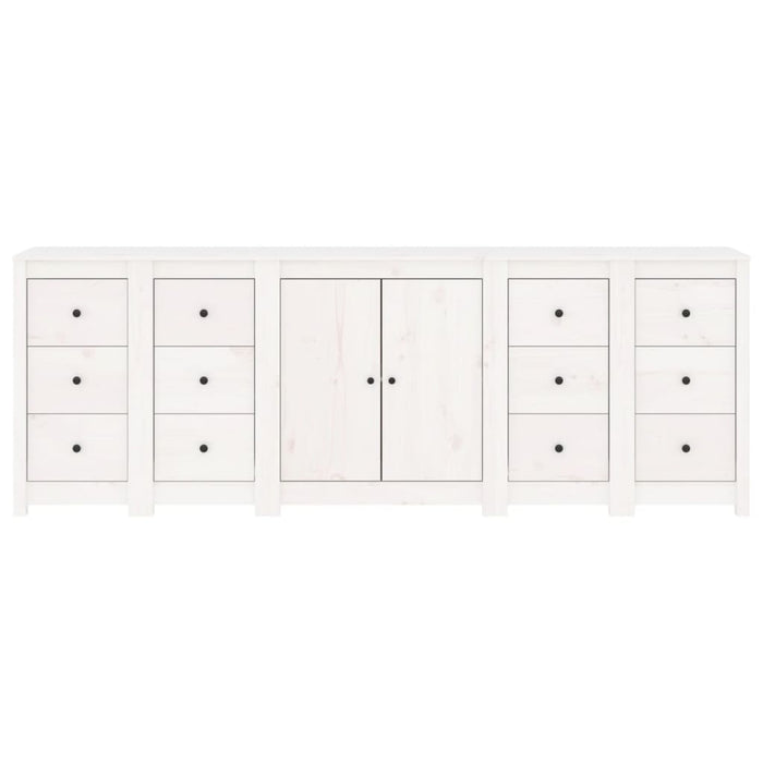 Credenza Bianca 230x35x80 cm in Legno Massello di Pino 3114085