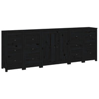 Credenza Nera 230x35x80 cm in Legno Massello di Pino 3114088
