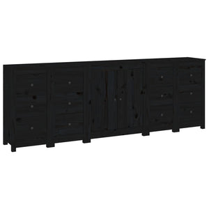 Credenza Nera 230x35x80 cm in Legno Massello di Pino 3114088