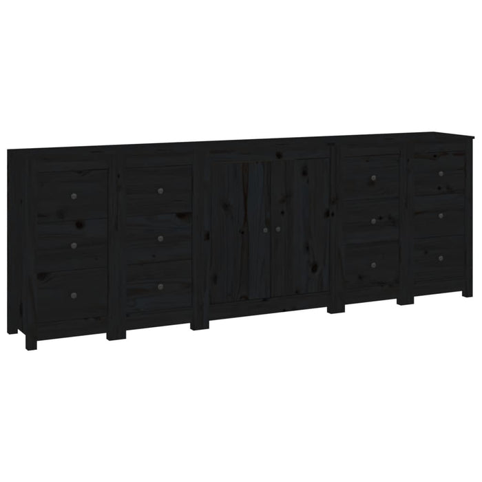 Credenza Nera 230x35x80 cm in Legno Massello di Pino 3114088