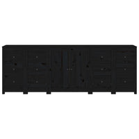 Credenza Nera 230x35x80 cm in Legno Massello di Pino 3114088