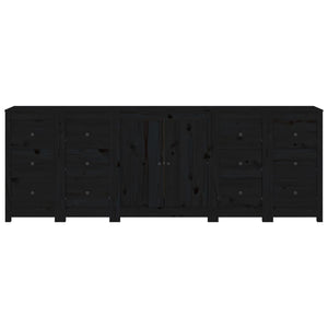 Credenza Nera 230x35x80 cm in Legno Massello di Pino 3114088