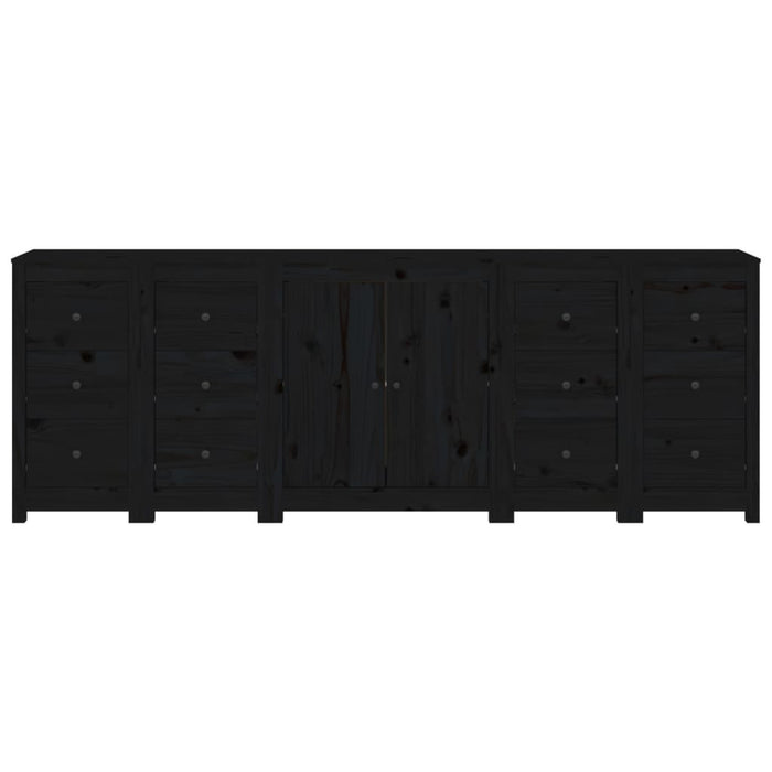 Credenza Nera 230x35x80 cm in Legno Massello di Pino 3114088