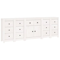 Credenza Bianca 230x35x80 cm in Legno Massello di Pino 3114090