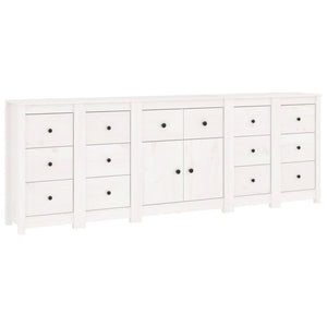Credenza Bianca 230x35x80 cm in Legno Massello di Pino 3114090