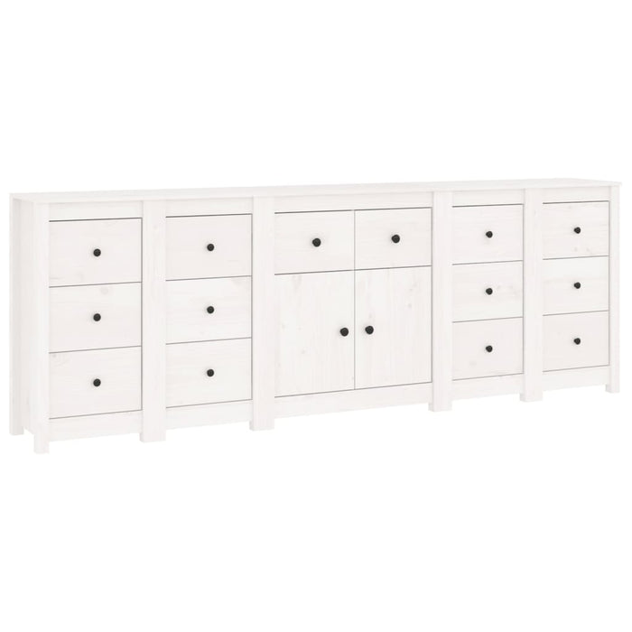 Credenza Bianca 230x35x80 cm in Legno Massello di Pino 3114090
