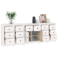 Credenza Bianca 230x35x80 cm in Legno Massello di Pino 3114090