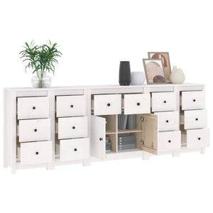Credenza Bianca 230x35x80 cm in Legno Massello di Pino 3114090