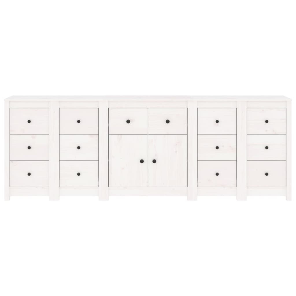 Credenza Bianca 230x35x80 cm in Legno Massello di Pino 3114090