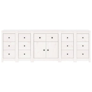 Credenza Bianca 230x35x80 cm in Legno Massello di Pino 3114090