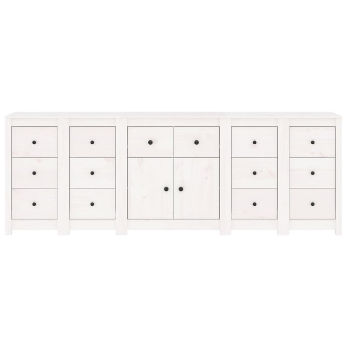 Credenza Bianca 230x35x80 cm in Legno Massello di Pino 3114090