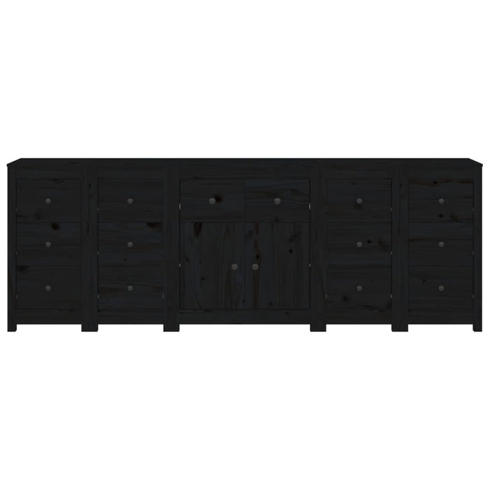 Credenza Nera 230x35x80 cm in Legno Massello di Pino 3114093