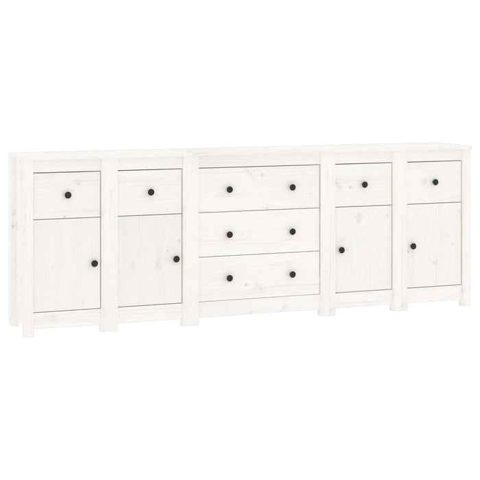 Credenza Bianca 230x35x80 cm in Legno Massello di Pino 3114095