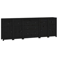Credenza Nera 230x35x80 cm in Legno Massello di Pino 3114098