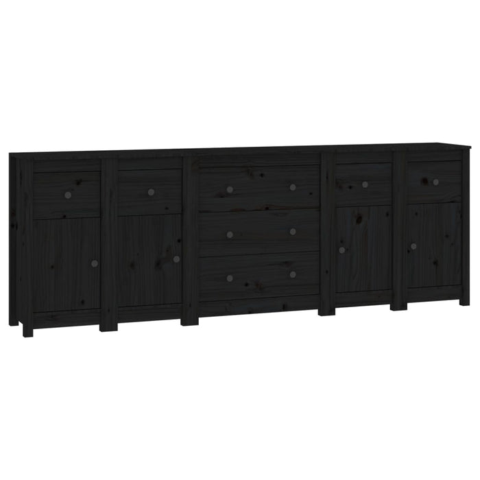 Credenza Nera 230x35x80 cm in Legno Massello di Pino 3114098