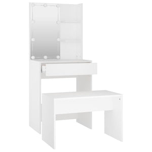 Set toeletta con sgabello led 60 x 40 x 140 cm legno composito bianco 02_0006250